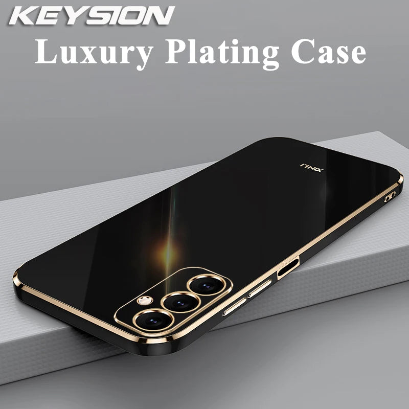 KEYSION Luxury Plating Case for Samsung M35 5G Soft TPU Silicone Square Shockproof Phone Back Cover for Samsung Galaxy S24 FE 5G
