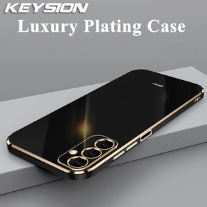 KEYSION Luxury Plating Case for Samsung M35 5G Soft TPU Silicone Square Shockproof Phone Back Cover for Samsung Galaxy S24 FE 5G