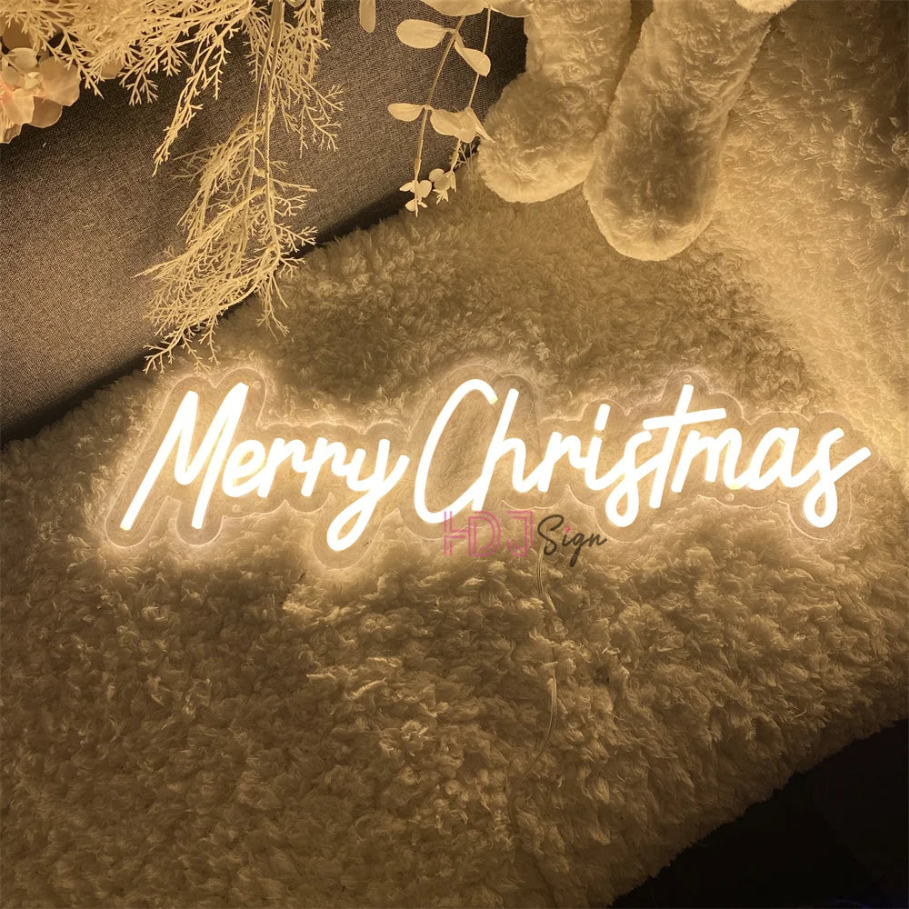 Merry Christmas Neon Led Sign Letter New Year Neon Lights Sign USB Bedroom Christmas Party Home Wall Bar Decor Neon Night Lights