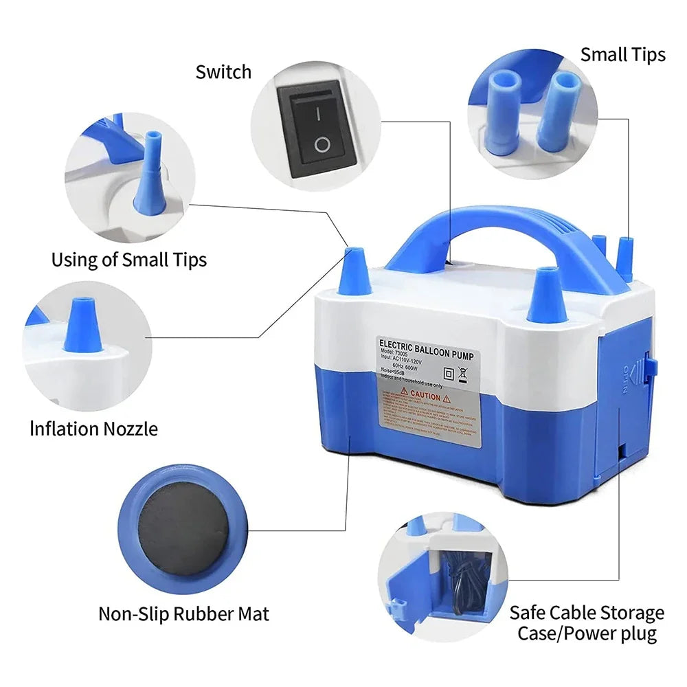 High-voltage Double-hole AC Portable Electric Balloons Pump US-Plug EU-Plug Balloon Air Pump Inflator For Wedding Birthday Party