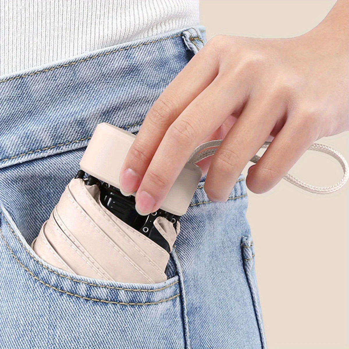 Compact Uv-Protective Umbrella - Portable, Rainproof With Case, Easy Pocket Carry For Travel &amp; Outdoor Use Sombrilla plastica