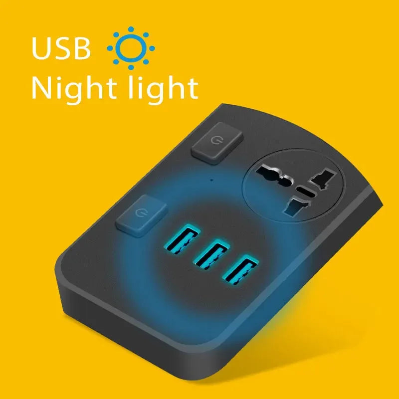 Multifunctional Power Strip Universal Plug EU US UK Outlet Power Strip 2500w With Usb Type-C Multiple Plugs 2M Extension Socket