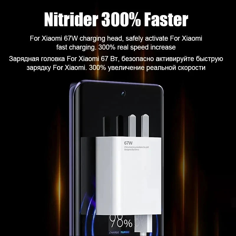 Xiaomi 67W USB Super Fast Gallium nitride Charger Power Adapter 6A Type-C Cable Quick Charge Applicable to Xiaomi Samsung Huawei - Stereotech