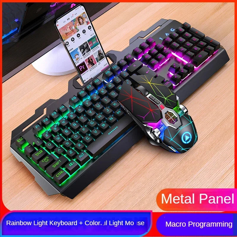 GX2 Wired Combo 104 Keys LED Light Changeable Waterproof RGB Backlit Gaming Mechanical Keyboard And Mouse Set for Desktop Laptop