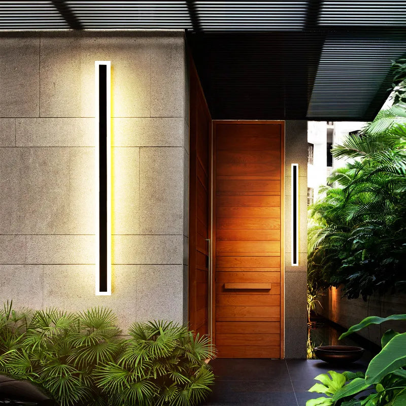 Modern Waterproof outdoor Long Strip LED wall lamps IP65 Aluminum Wall Light Garden porch Sconce Lights 110V 220V wall washer
