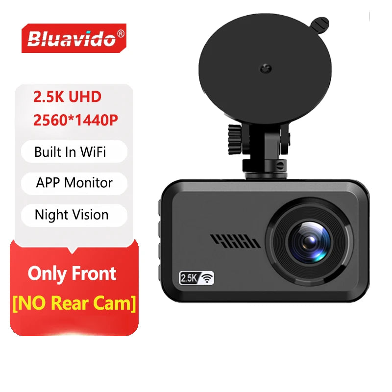 Bluavido 2.5K Ultra HD 2560*1440P Dash Cam WiFi GPS Logger IMX415 Car Video Recorder Dual Camera 1080P Night Vision Black Box