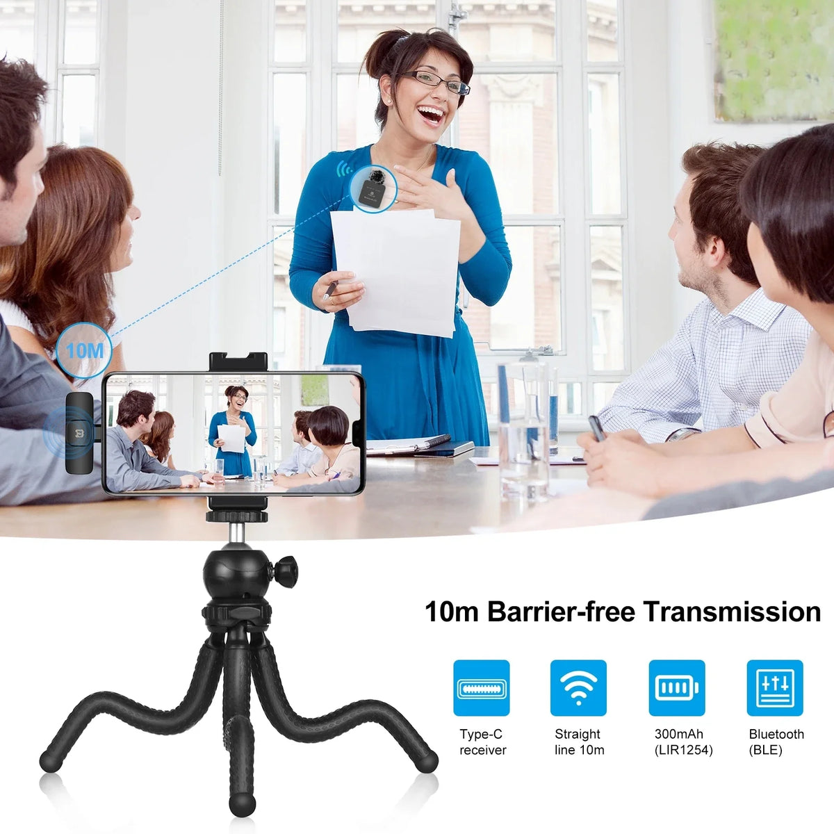 PULUZ Wireless Lavalier Microphone Portable Audio Video Recording Mini Mic for iPhone Android Outdoor Live Broadcast Phone Mic - Stereotech