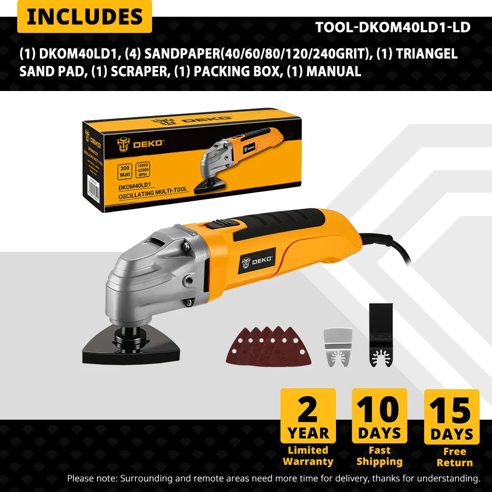 DEKO DKOM40LD1 Electric Multifunction Oscillating Tool 220V Electric Trimmer Saw Variable Speed for Home DIY Woodworking