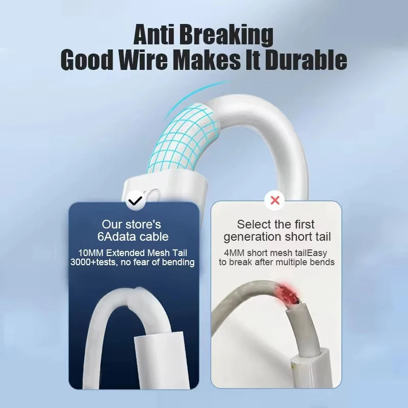 For Xiaomi PD 66W Fast Charging Cable USB Type C Cable For  Xiaomi 13 Huawei  P30 Notebook USB A to Type C Fast Charger Cable