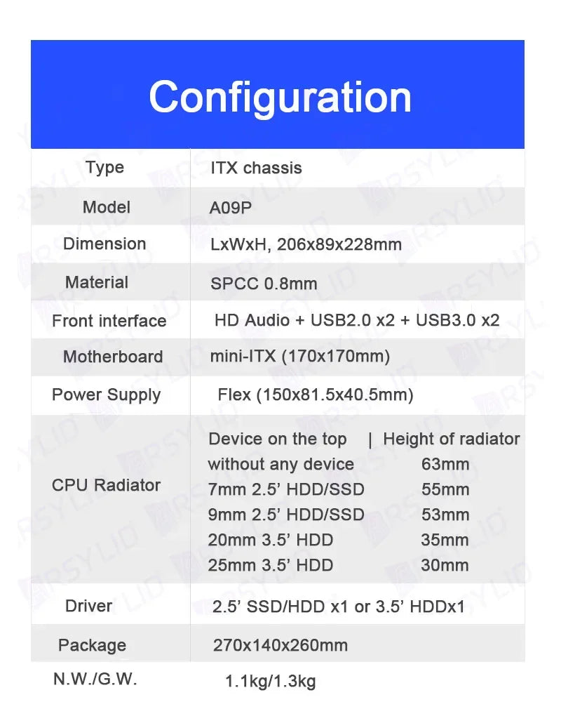 A09P 4.2L ITX Chassis A4 HTPC Portable Computer PC Support PCIe 2.5&#39; SSD Drive Mini IPC Flex PSU Case - Stereotech
