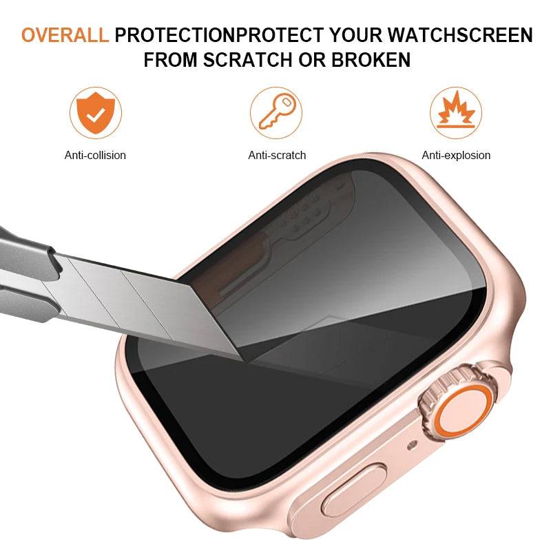 Privacy Screen Protector for Apple Watch Series 9/8/7 40mm 44mm 9H Tempered Glass protector Cover for iWatch 6/5/se/4 41mm 45mm - Stereotech
