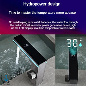 LED Ambient Light Intelligent Display Temperature Honeycomb Filter Anti-splash Hot and Cold Water Bathroom Faucet