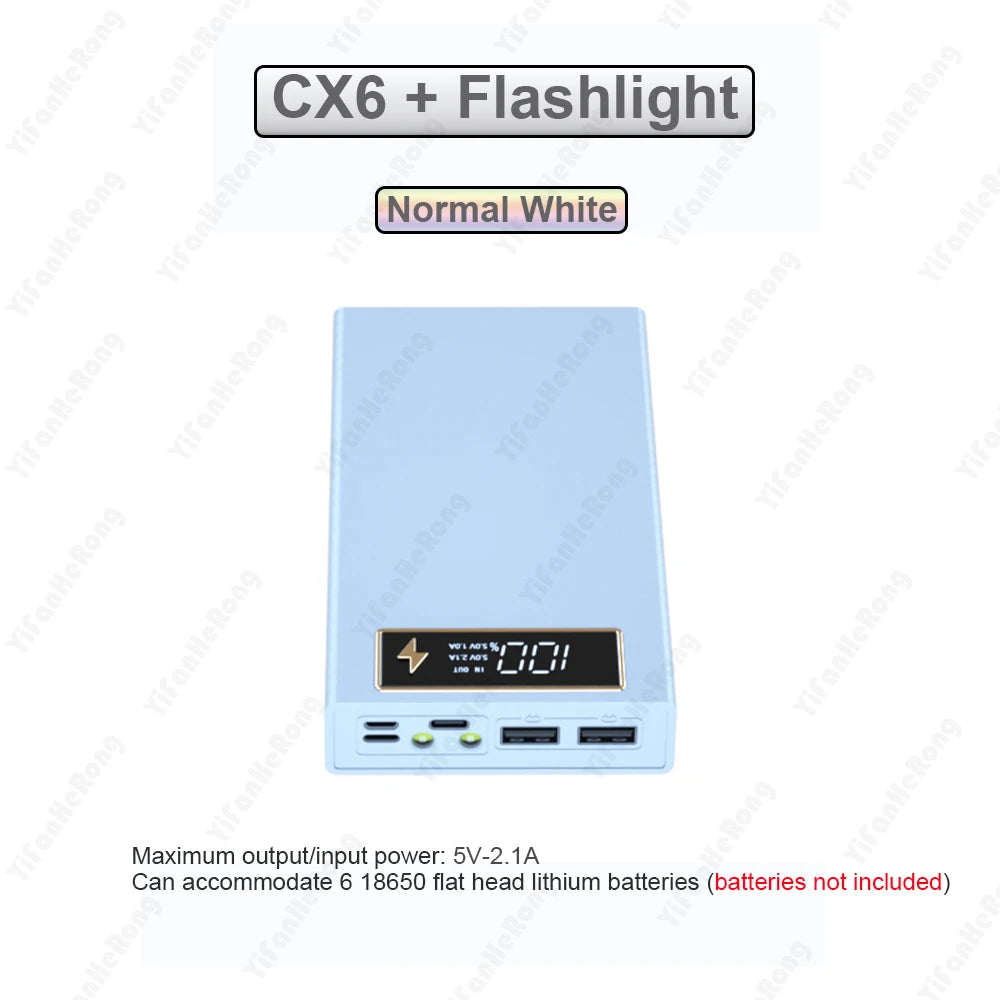 6 PCS 18650 Power Bank Case Wireless Fast Charge QC3.0 For Phone Charging Welding-free DIY Battery Storage Boxes