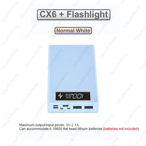 6 PCS 18650 Power Bank Case Wireless Fast Charge QC3.0 For Phone Charging Welding-free DIY Battery Storage Boxes