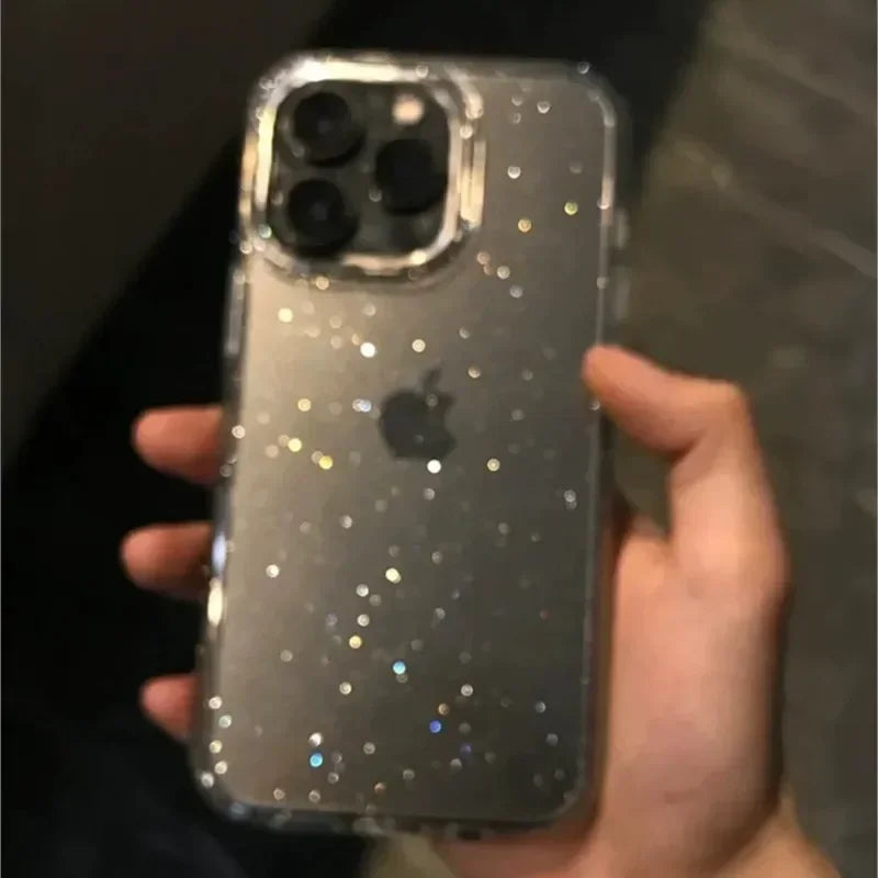 New Luxury Bling Glitter Clear Case For iPhone 15 14 13 12 11 Pro Max Mini X XR XS Shockproof TPU Transparent Soft Cover