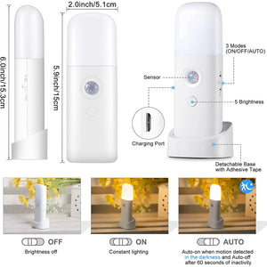 LED Motion Sensor Night Light USB Rechargeable Dimmable Portable Motion Activated Night Lamp for Kids Room  Bedroom Hallway