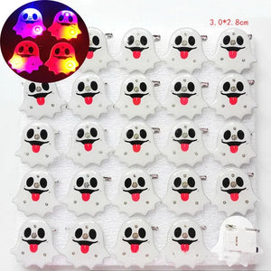 25pcs LED Light Up Badge Glow Blinking Women Kids  Brooch Pins Ghost  Pumpkin Brooches Gift Party    Wedding Festival