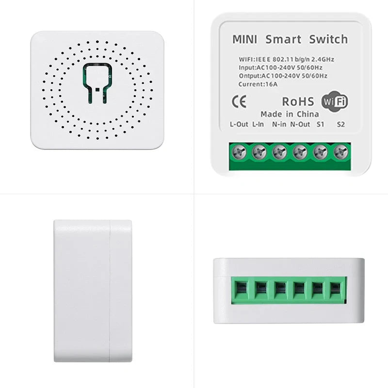 Tuya 16A MINI Wifi Smart Switch DIY 2-way Control Relay Timer For Smart Life Work With Alexa Google Home Yandex Alice