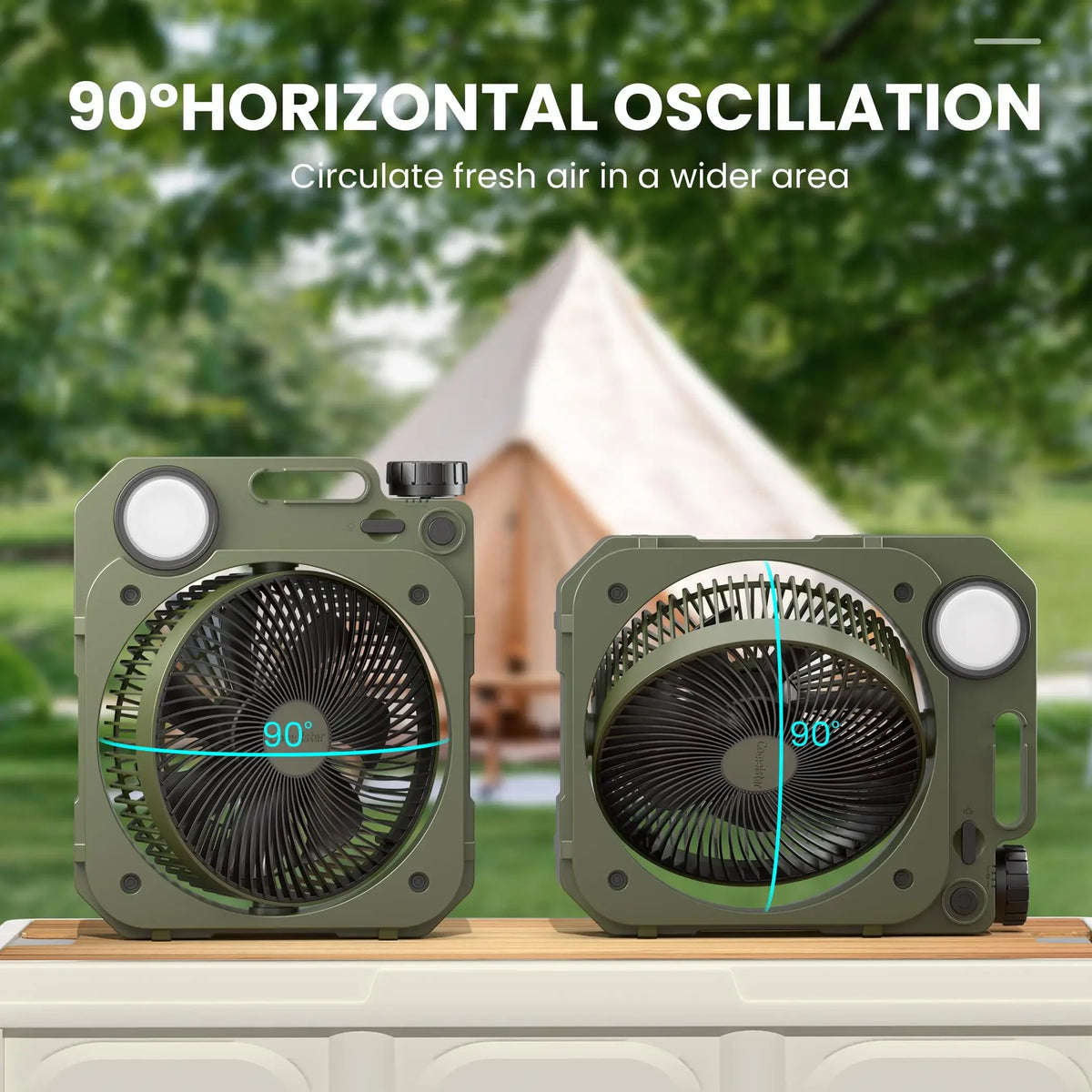 20000mAh Camping Fan Rechargeable Desktop Portable Circulator Outdoor Wireless Ceiling Electric Fan with Power Bank LED Lighting - Stereotech