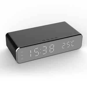 1pc Wireless Charger Alarm Clock LED Digital Watch Table Thermometer Electronic Desktop Clocks Wake Up FM Radio Time Fast Charge