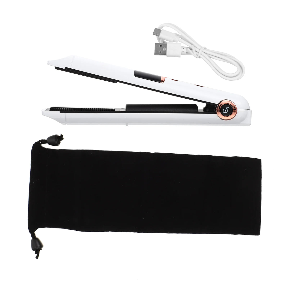 Curling Iron Multifunctional Hair Straightener Straightening Tool Wireless Curler Device Girl Adjustable Temperature Rollers - Stereotech