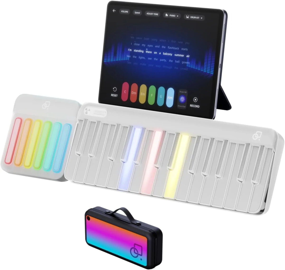Smart Piano keyboard with Colored Light-up Keys,Smart Interactive Sing-Along with Chords,Free Lessons,MIDI,Portable Bag