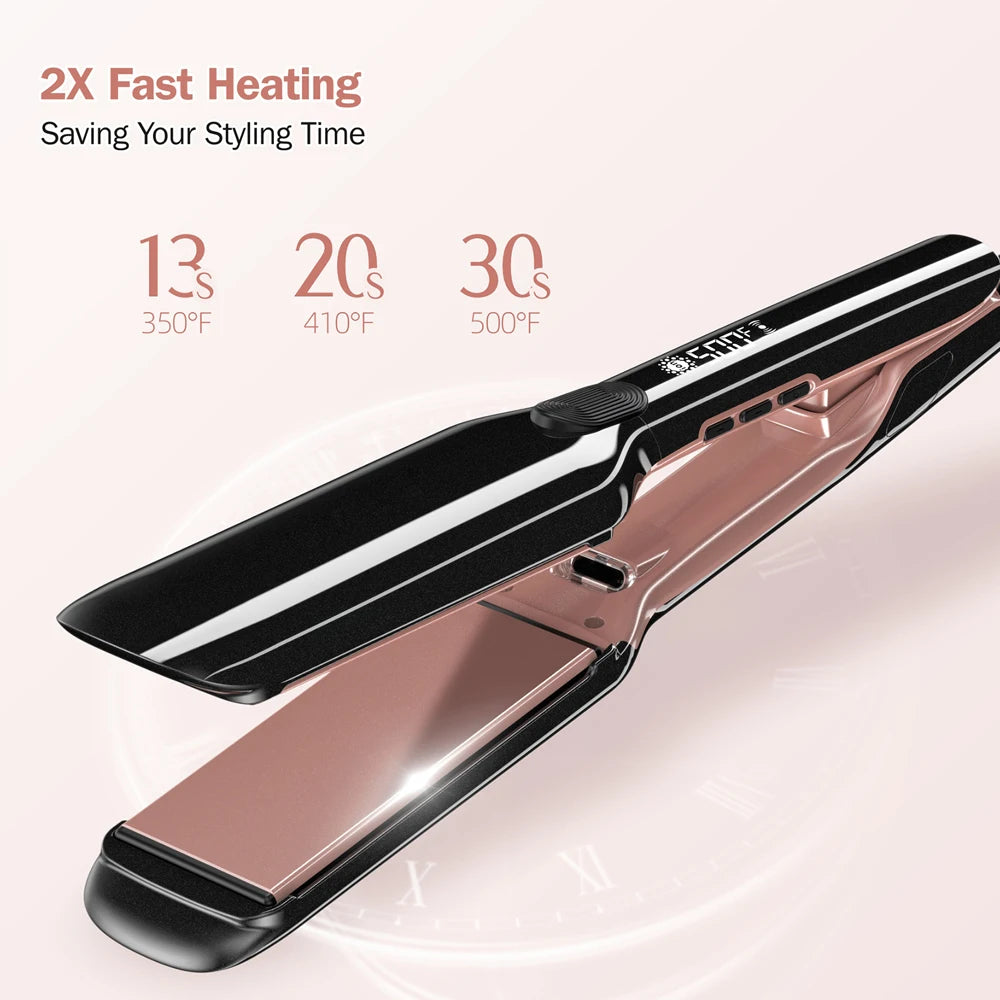 Professional Hair Straightener Keratin Treatment Wide Plate 500°F Hair Flat Irons For Frizzy Hair Recovers Damage 110-240V