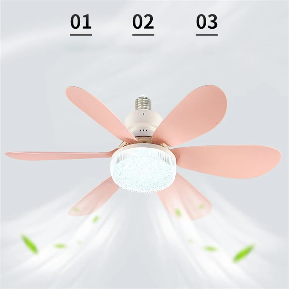 Socket Fan Lamp E27 Base Wireless Remote Control LED Bulb Ceiling Fan Replacement for Bedroom Living Room Kitchen Balcony - Stereotech
