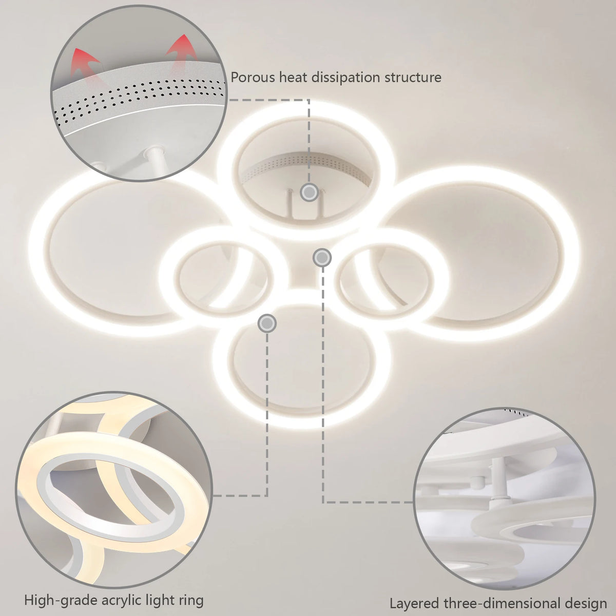 Modern LED Ceiling Lights Circular chandelier Luminaire Lamp Remote control Dimmable Hanging Lamp Home Decoration Daily Lighting