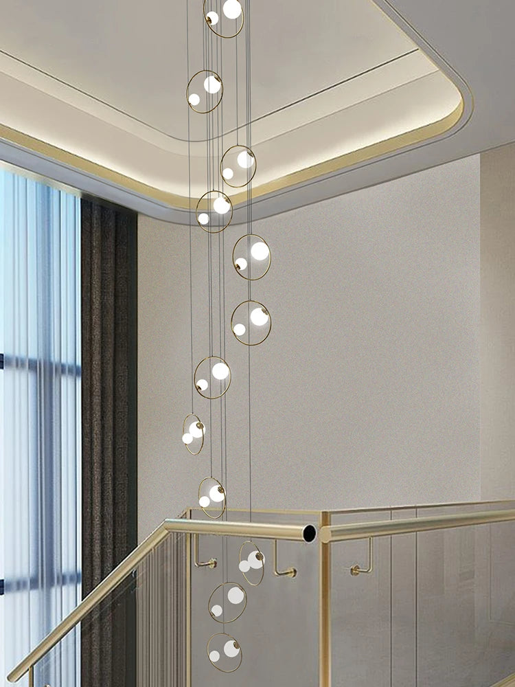 Chandelier for Staircase Hanging Lamp Modern Pendant Luster Lighting for Living room Led Ceiling Lamps Ring Stairs Loft Lighting