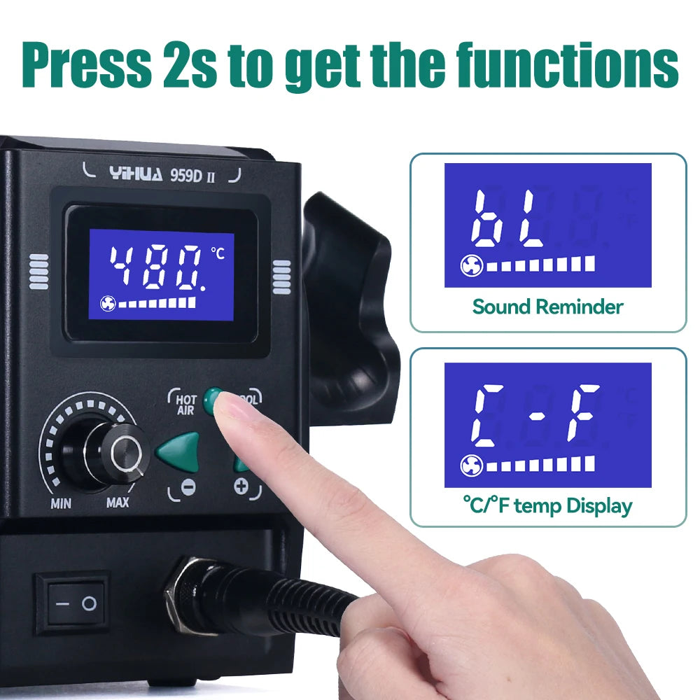 YIHUA 959D-II 700W Easy Plug-pull Nozzles Hot Air Gun Rework Soldering Station Phone Repair Welding Tools