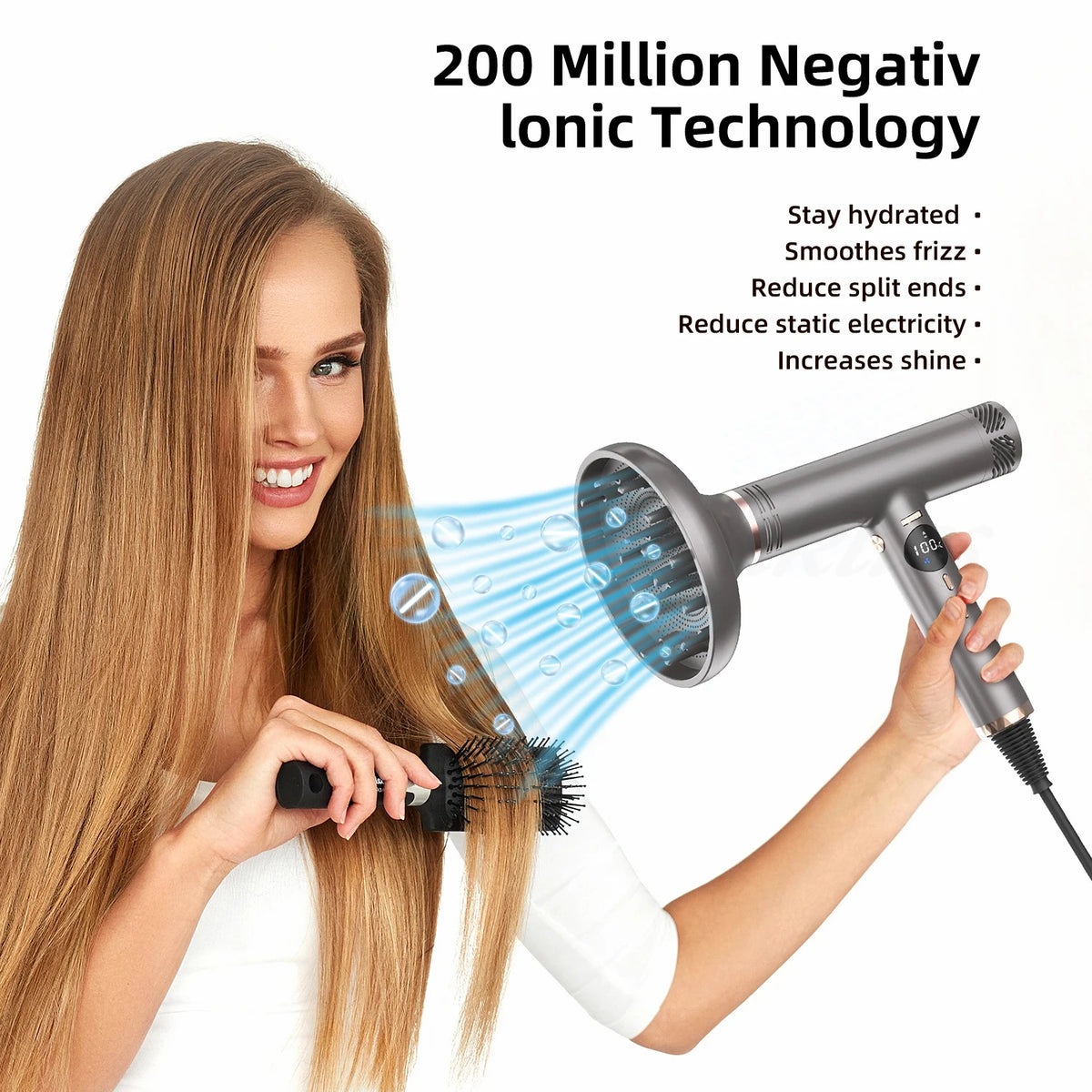 Professional High Speed Hair Dryer Curler Fast Dry With Hair Curling Nozzle Styling 110000rpm Hair Dryer Negative Ion High Speed