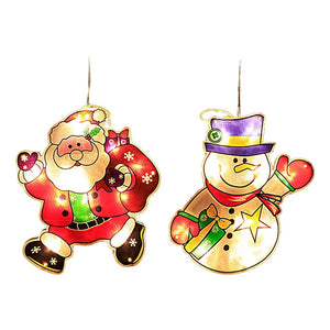 Christmas Window Hanging Led Light Xmas Ornament Suction Cup Battery Decor Santa Claus Snowman Hanging Lamps New