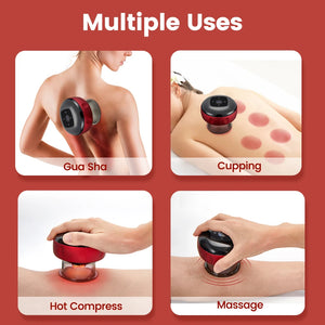 Recharge Electric Vacuum Cupping Therapy Set Skin Scraping Massage Guasha Wireless Slimming Body Fat Burner 6/12 Level Cupping - Stereotech