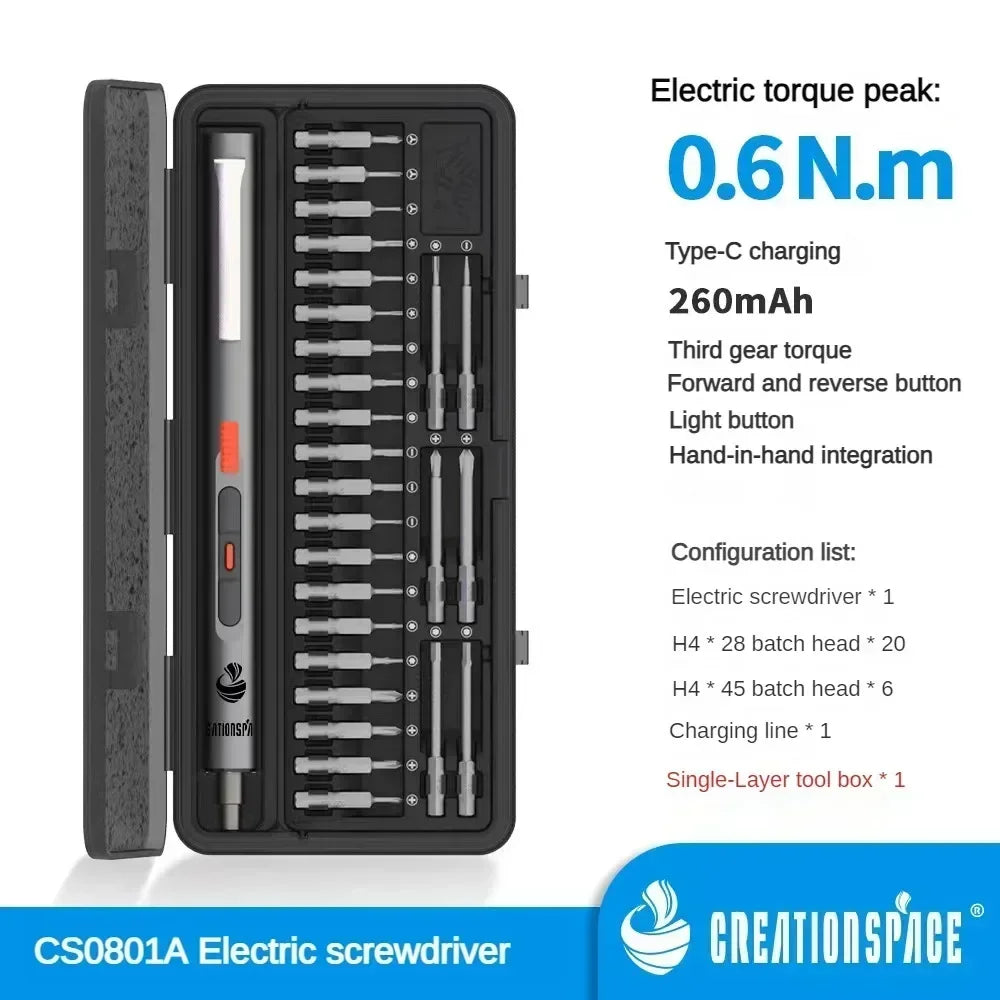 CreationSpace Mini Drill Screwdriver Kit 29/42 in 1 Precision Screwdriver 3 Torque Magnetic Screwdriver Household Repair Tools