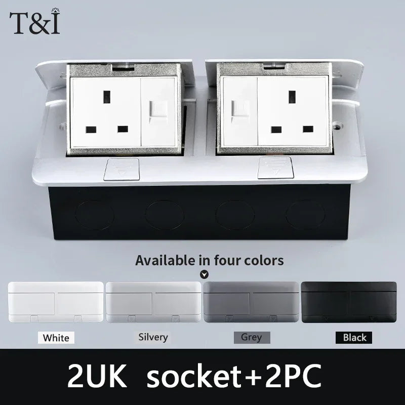 EU Floor Socket Hidden Desktop Socket with USB HDMI TV Cabinet Electrical Outlet Recessed Power Strip Table Socket 120x220mm