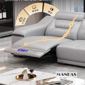 Linlamlim Genuine Leather Living Room Sofas Power Reclining Couch Electric Recliners With stools seating room, sofa reclinable