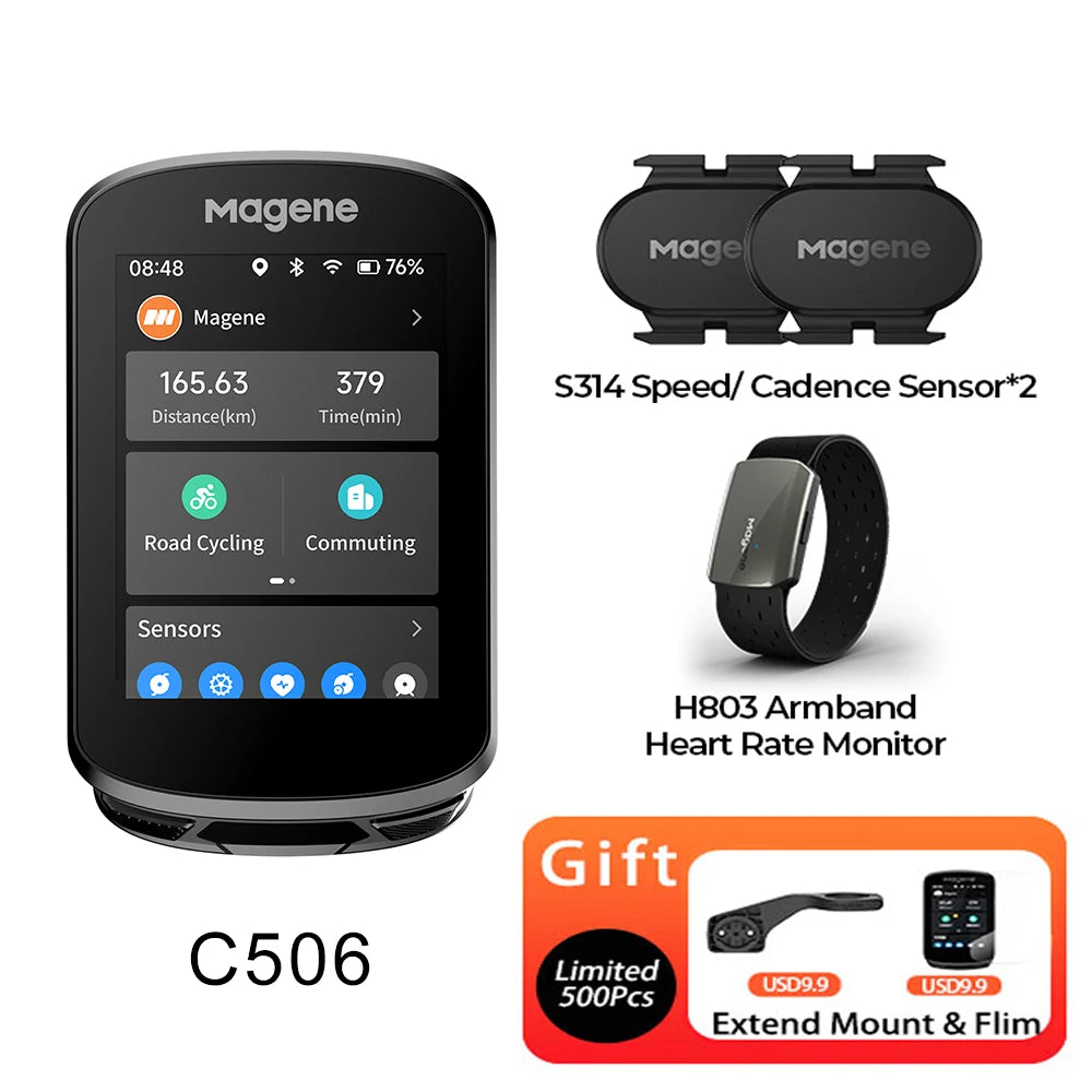Magene C506 GPS Bike Computer Navigation WiFi Speedometer Color Touchscreen MTB Road Bicycle Odometer Cycling Training Notice