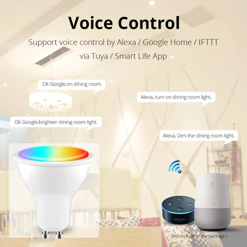AUBESS Tuya WiFi Smart LED GU10 Bulbs - RGB Dimmable Lamps - Works with Alexa &amp; Google Home
