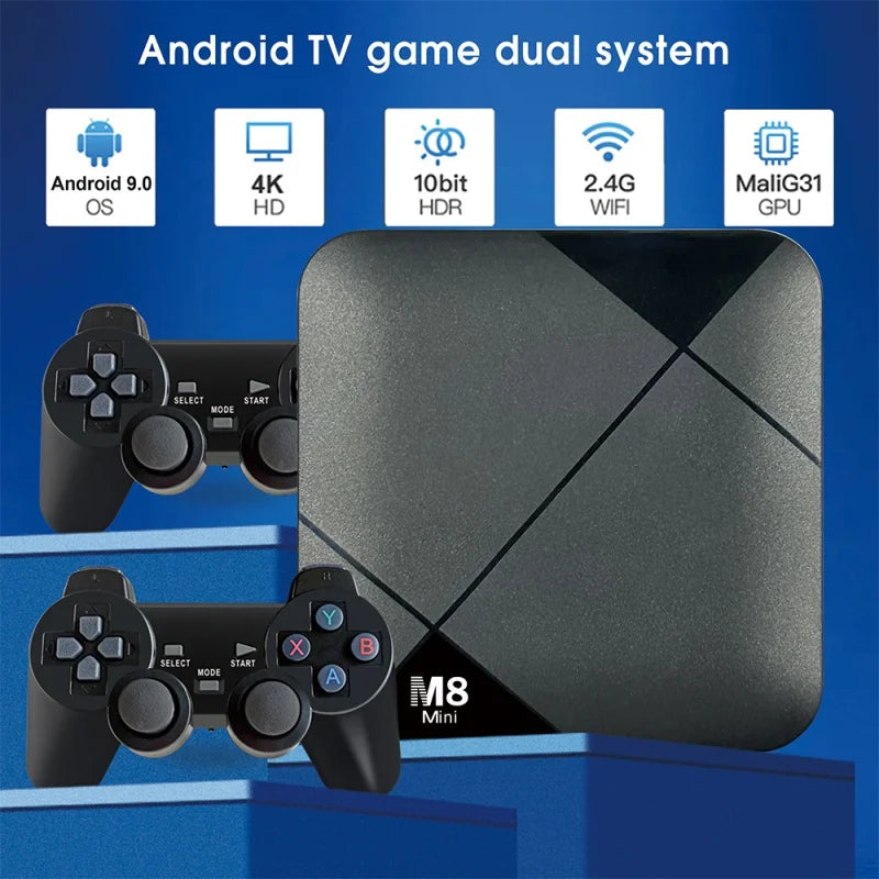 M8 Mini Video Game Console 10000 Games Football Racing Plumber 64GB 4G 4K Game Stick for GBA CP1 Android TV BOX