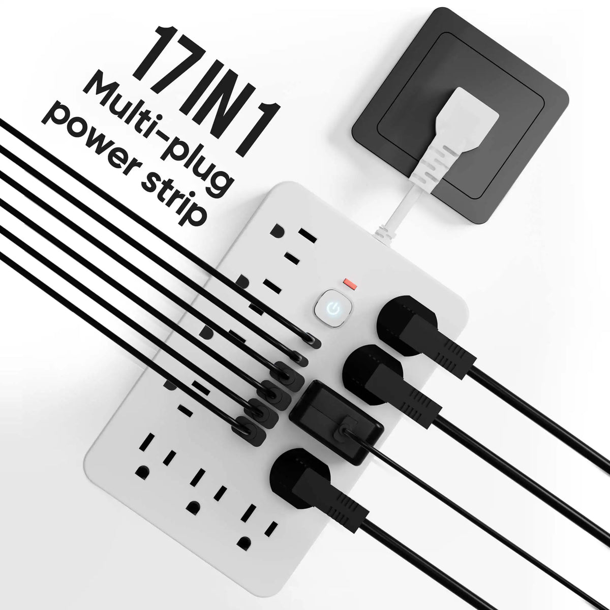 17-in-1 US Power Outlet, Power Outlet Surge Protector, 11 AC Outlets, 4 USB 2 Type-C, Desktop Charging Station with Overload Pro