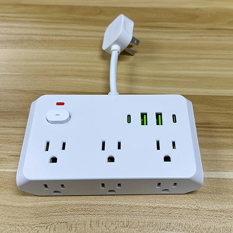 10Ports Power Strip US Plug 6AC Outlets Electrical Socket Extension Cord USB Type C Charger Fast Charging Network Filter Adapter