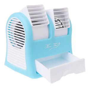 Mini Small Fan Cooling Portable Desktop Dual Bladeless Air Conditioner USB NEW - Stereotech