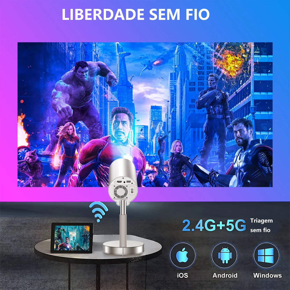 Salange X5 Projector Native 1080P HD 4K Android WiFi Bluetooth 3D Surround Sound Outdoor Office Home Theater Video Game Console