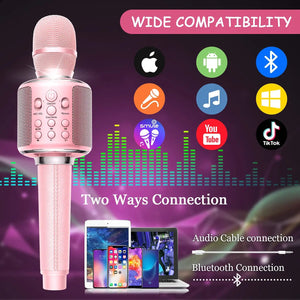 Bluetooth Microphone  Karaoke Portable  Home Wireless Singing Machine with Duet Sing/Record/Play/Reverb for Adult/Kid Gift