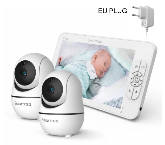 SM70V2 7&quot; 1080P HD Split Screen Video Baby Monitor with two Camera, Hack Proof, Remote Zoom/Pan/Tilt, 4000mAh Battery