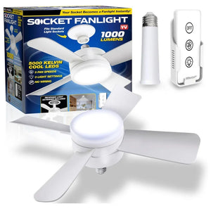 30W Ceiling Fan Led Light E27 Socket Fan With Smart Remote Control 1000Lm 5000K Bulb Fan Lamp For Bedroom Living Room - Stereotech