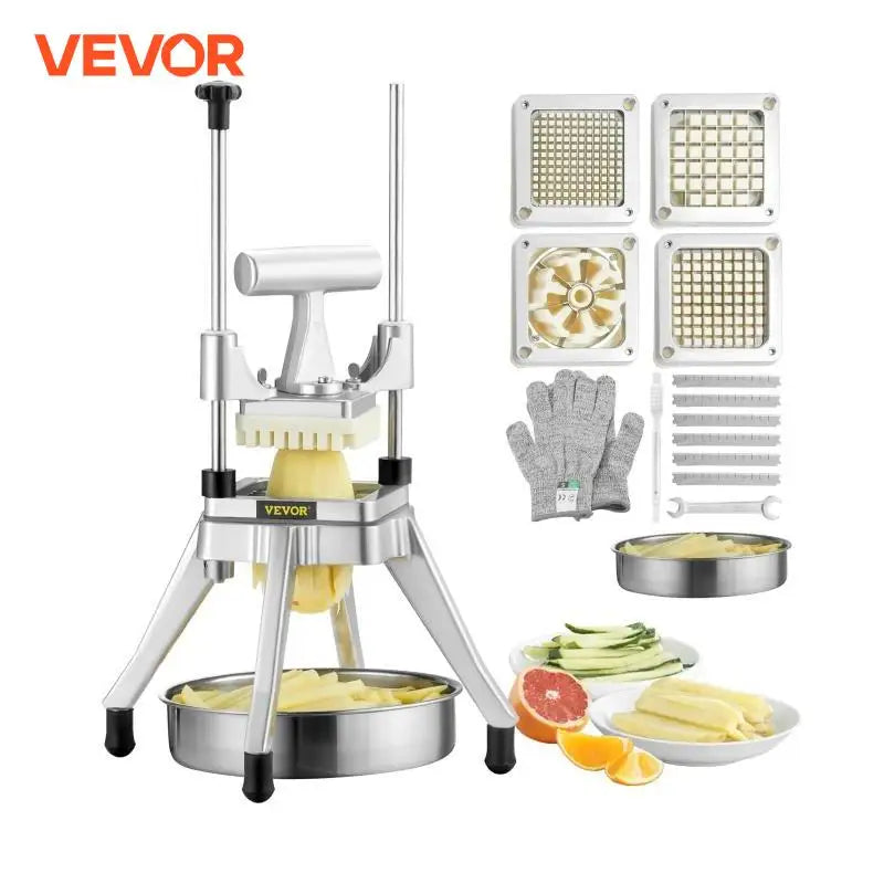 VEVOR Commercial Vegetable Fruit Dicer Cutter Potato Slicer Chopper 4 Blades &amp; Tray Manual Cutting Machine home appliance