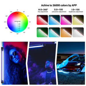 LUXCEO P7RGB PRO LED Video Light Wand Waterproof Lamp 8W RGB Tube APP Control 36000 Colors Photo Lighting Stick for Photography