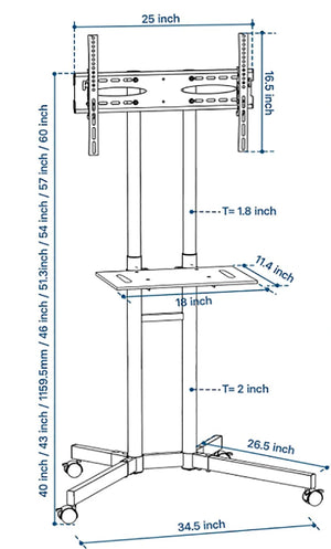 32-70 inch LCD LED Plasma TV  Mount Floor Stand TV Carts Trolley With DVD Holder